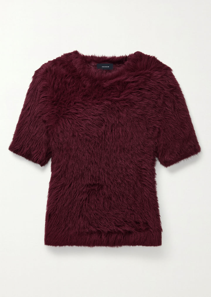 Tilly Faux Fur Top Burgundy