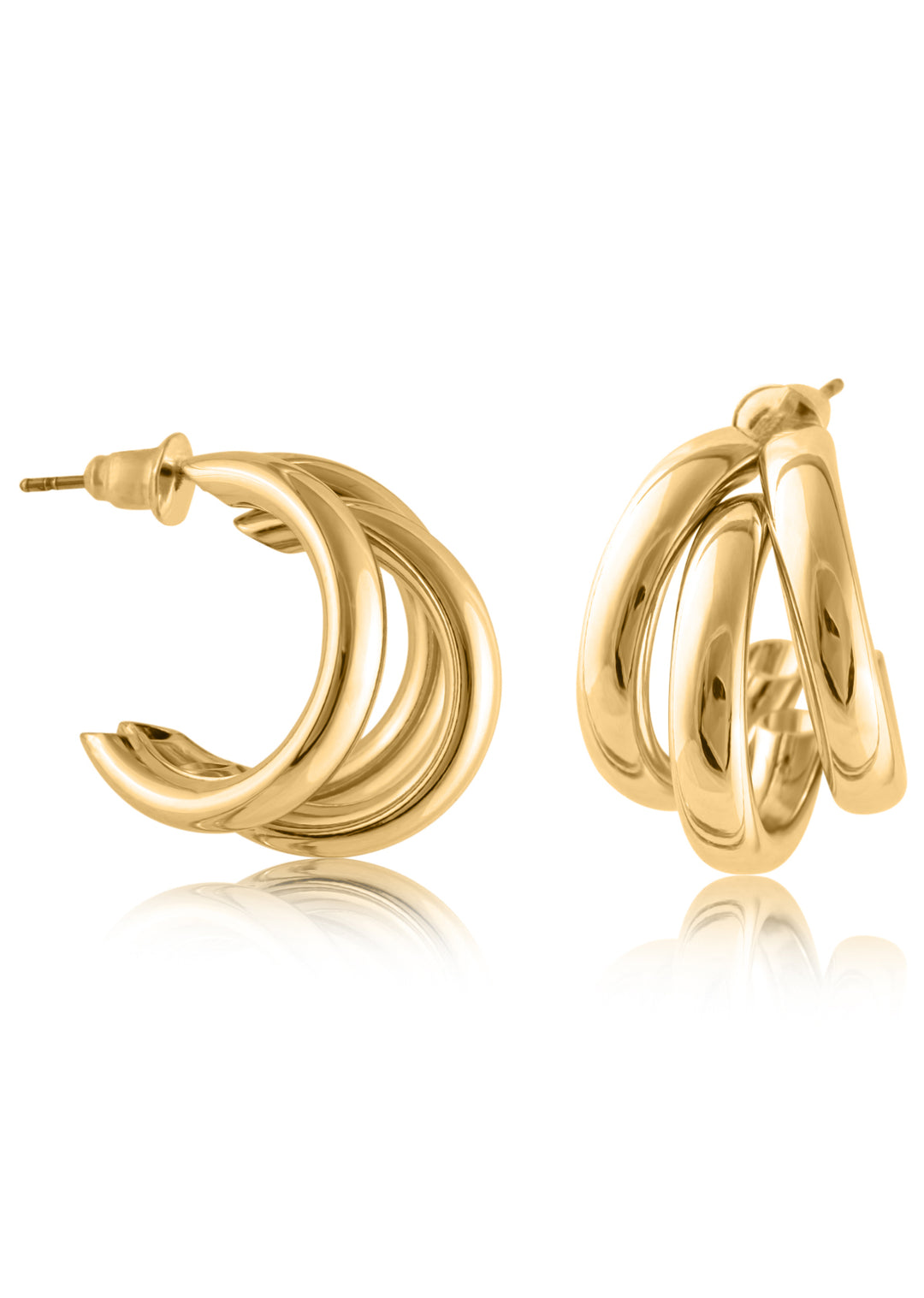 Triple Hoop Gold Earrings