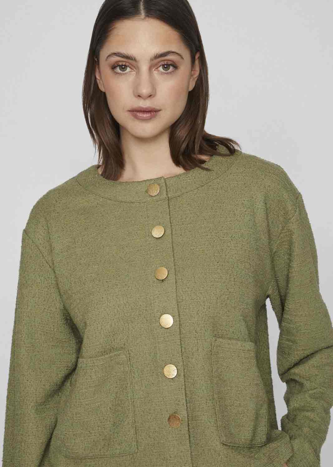 VILA Amy Button Jacket - Olive Green
