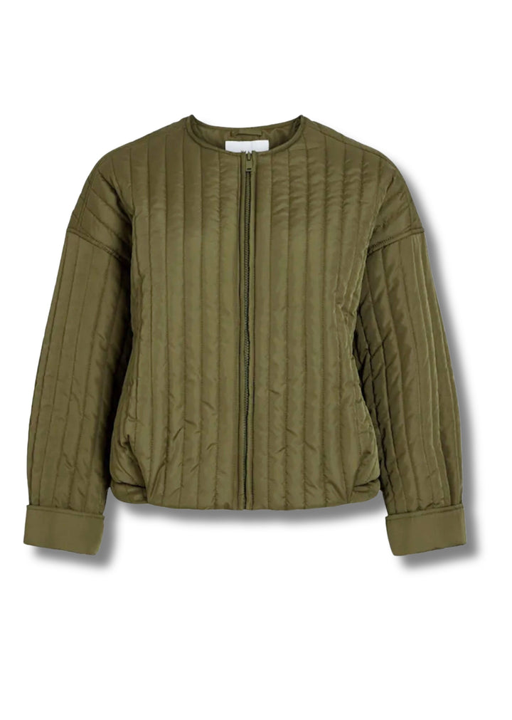 Tate Quilted Bomber Jacket in Khaki