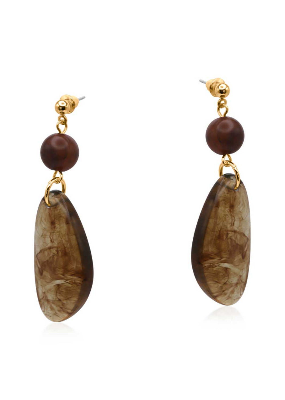 Catsuane Resin Drop Earrings Brown