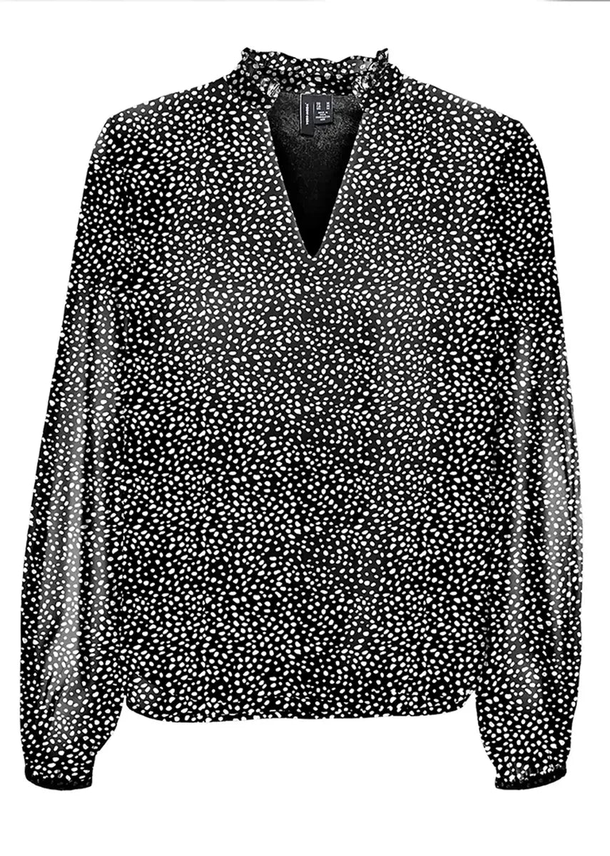 Holly Frill Top- Black and White