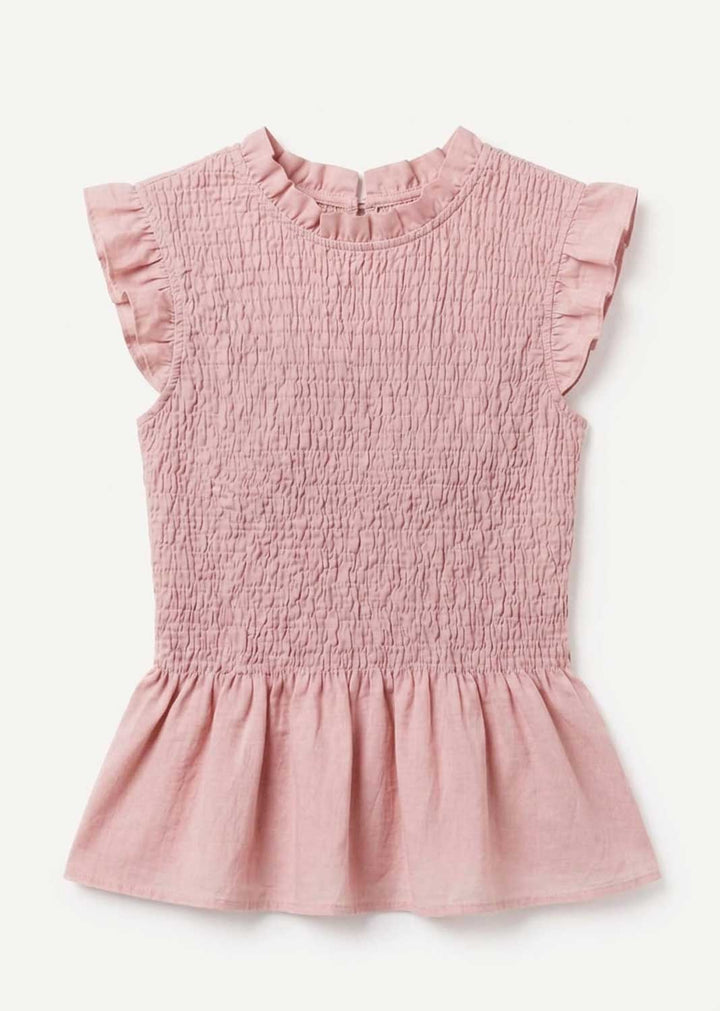 Alana Pink Shirred Top