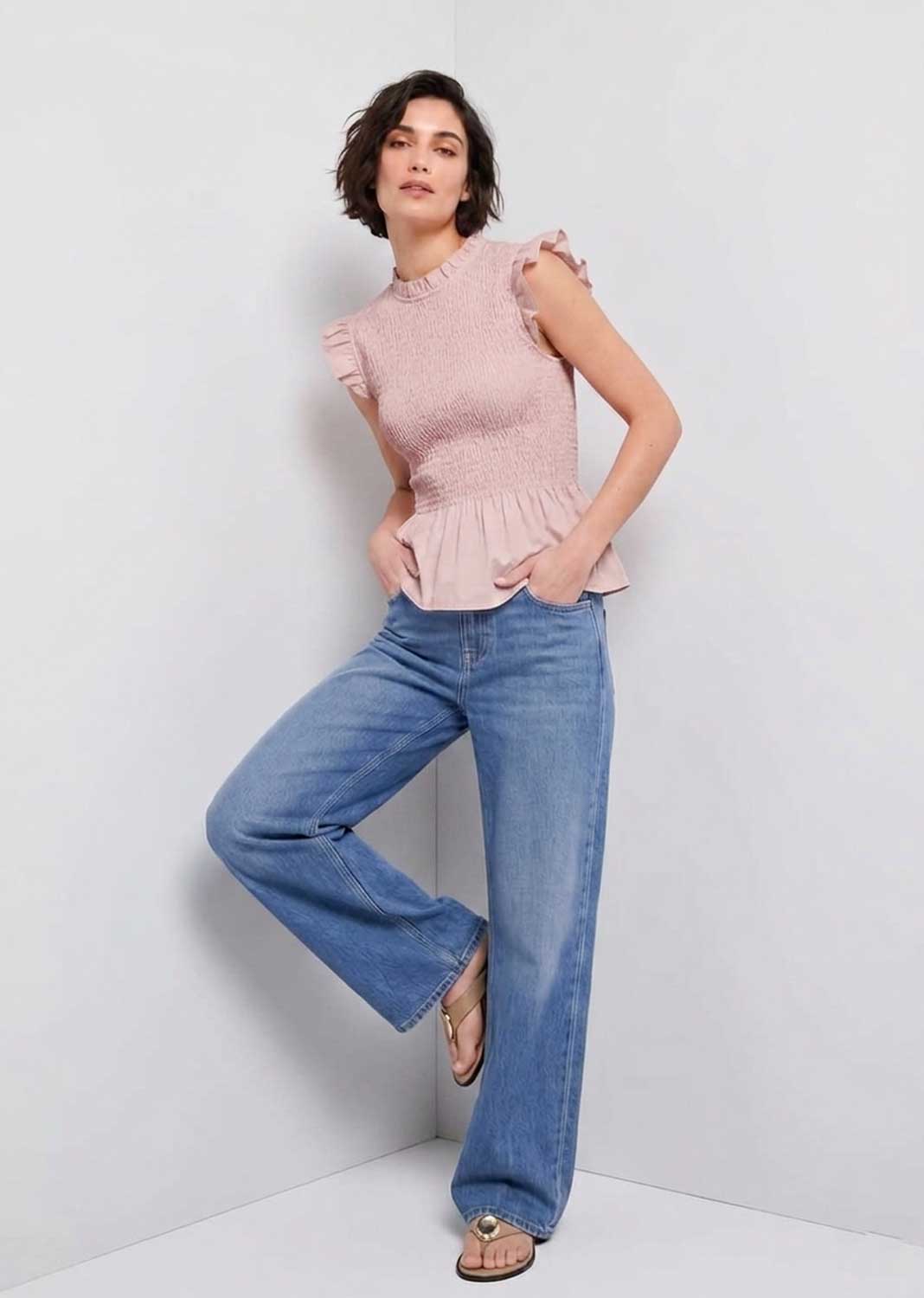 Alana Pink Shirred Top