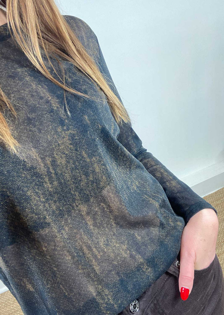 Maddie Sheer Shimmer Top Black