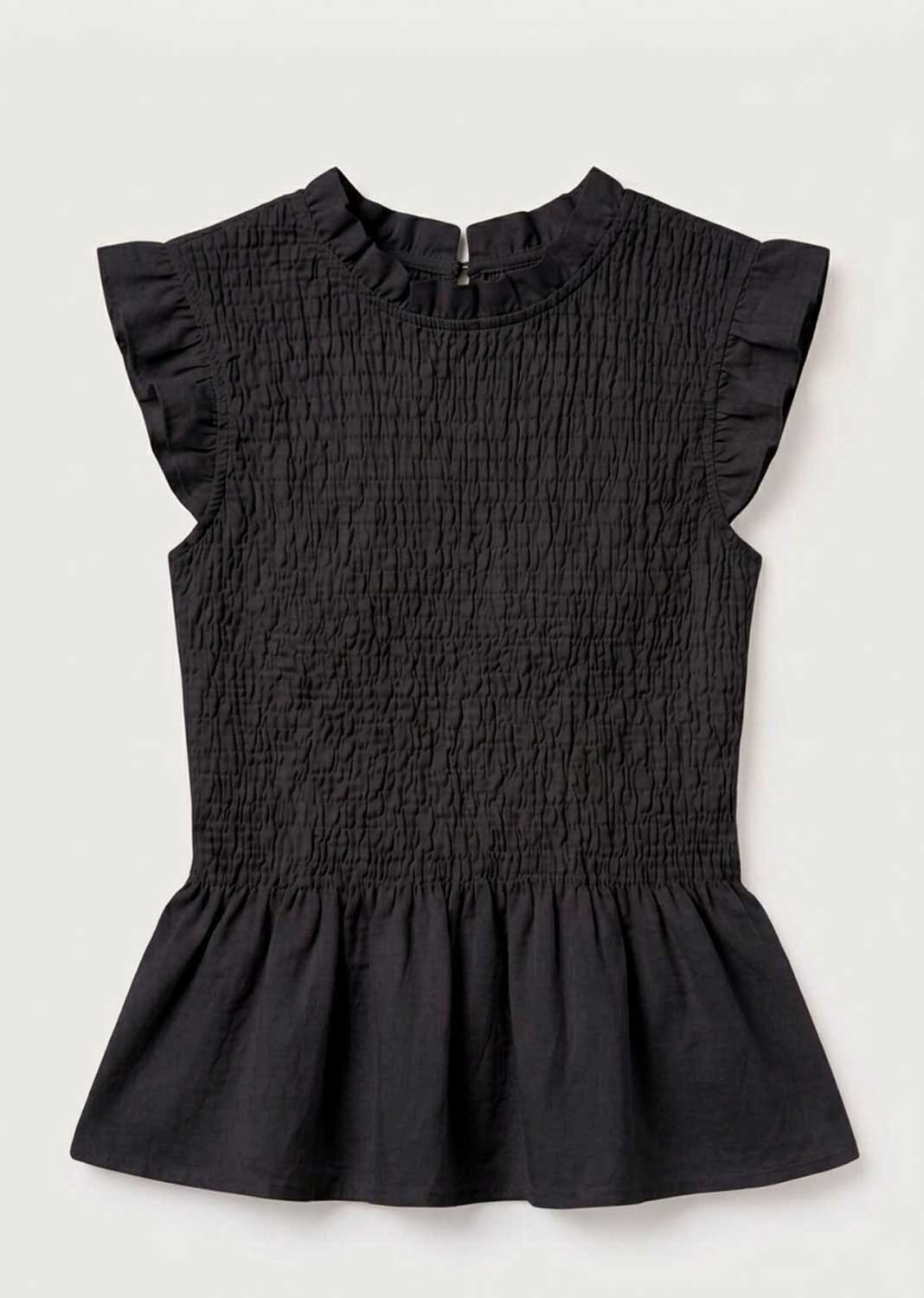 Alana Black Shirred Top