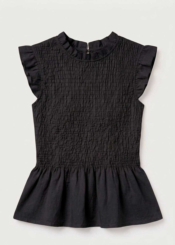 Alana Black Shirred Top