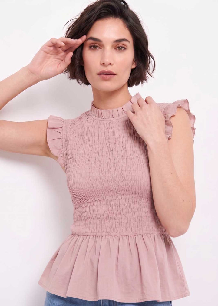 Alana Pink Shirred Top