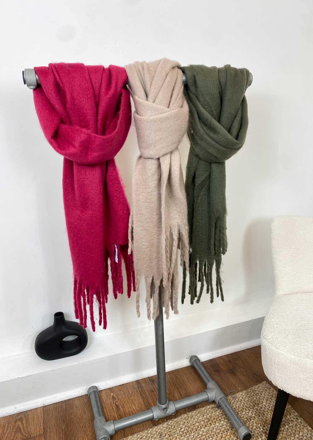 Alba Blanket Scarf in Crimson