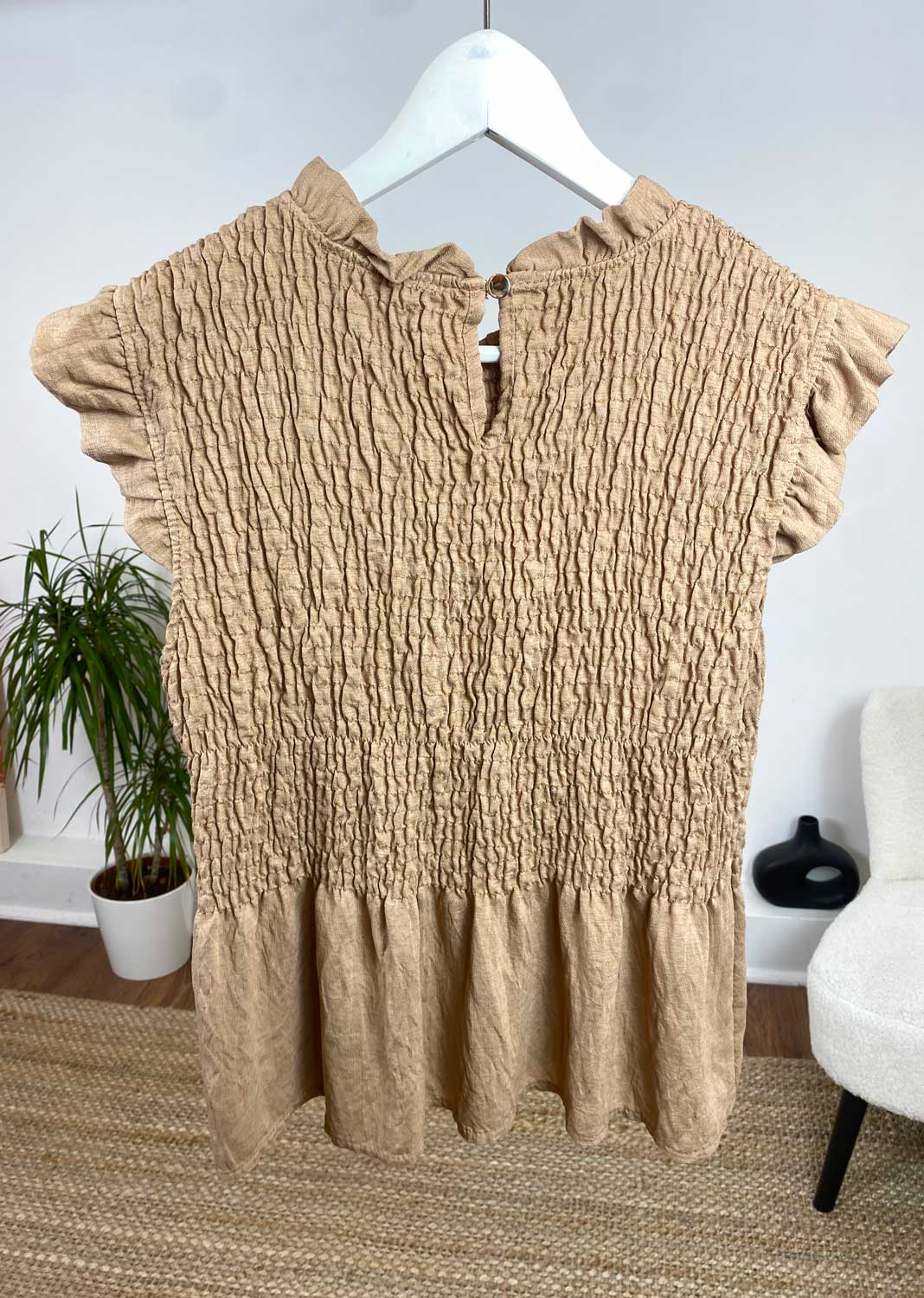 Alette Shirred Top In Camel