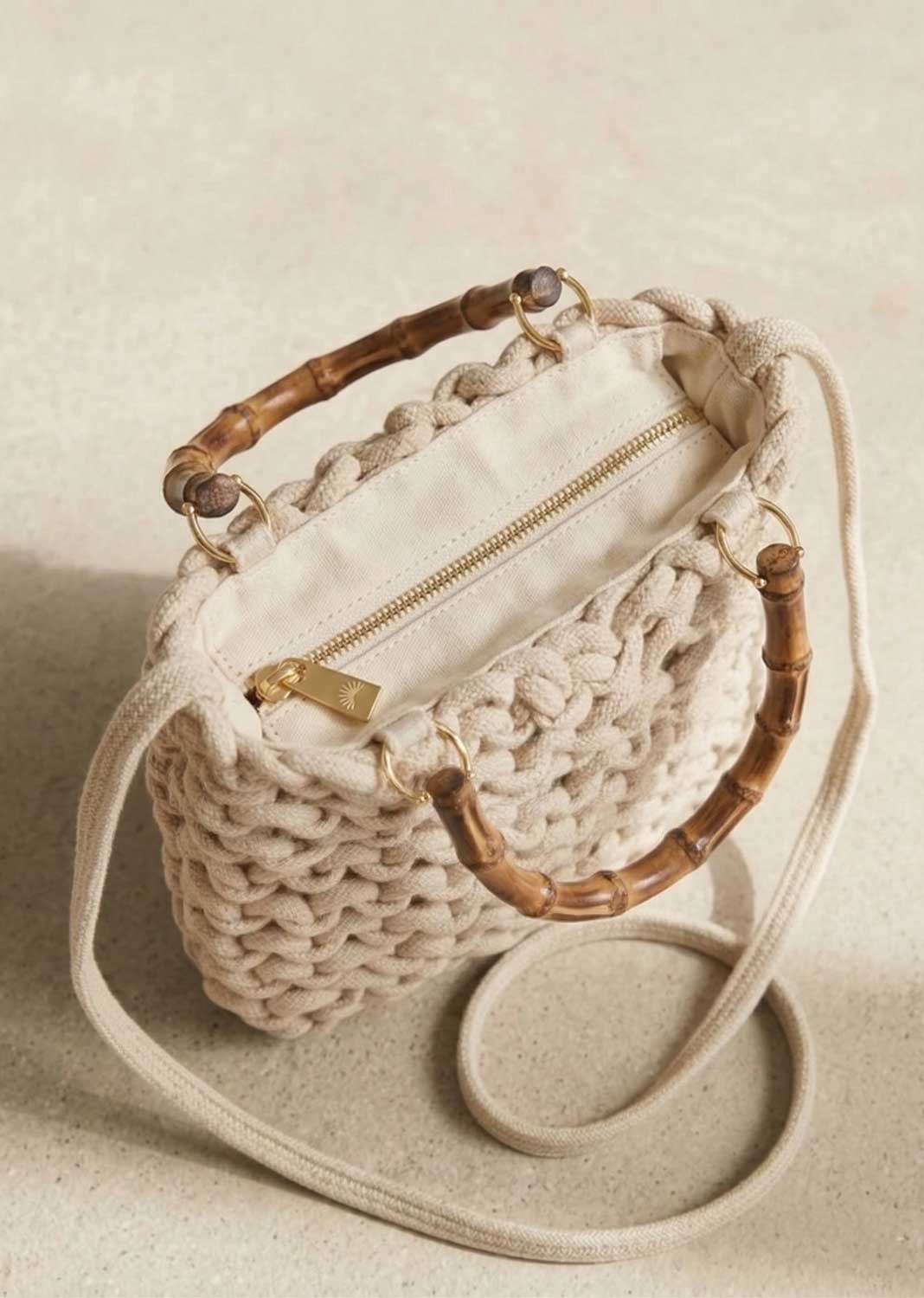 Alexa Cream Woven Crossbody Bag