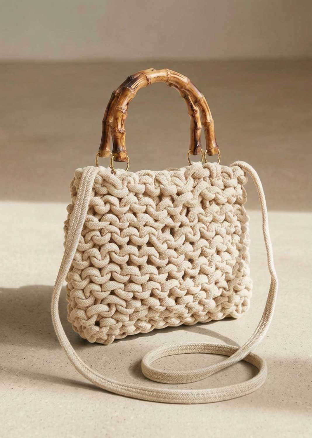 Alexa Cream Woven Crossbody Bag