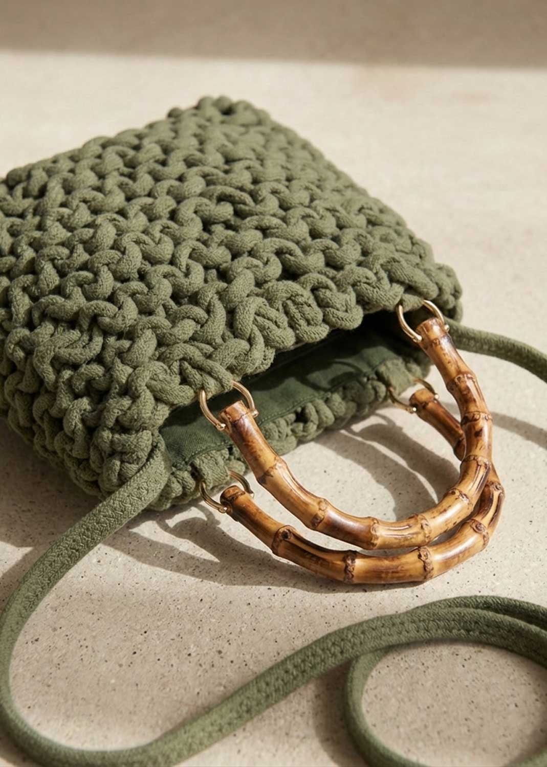 Alexa Khaki Woven Crossbody Bag
