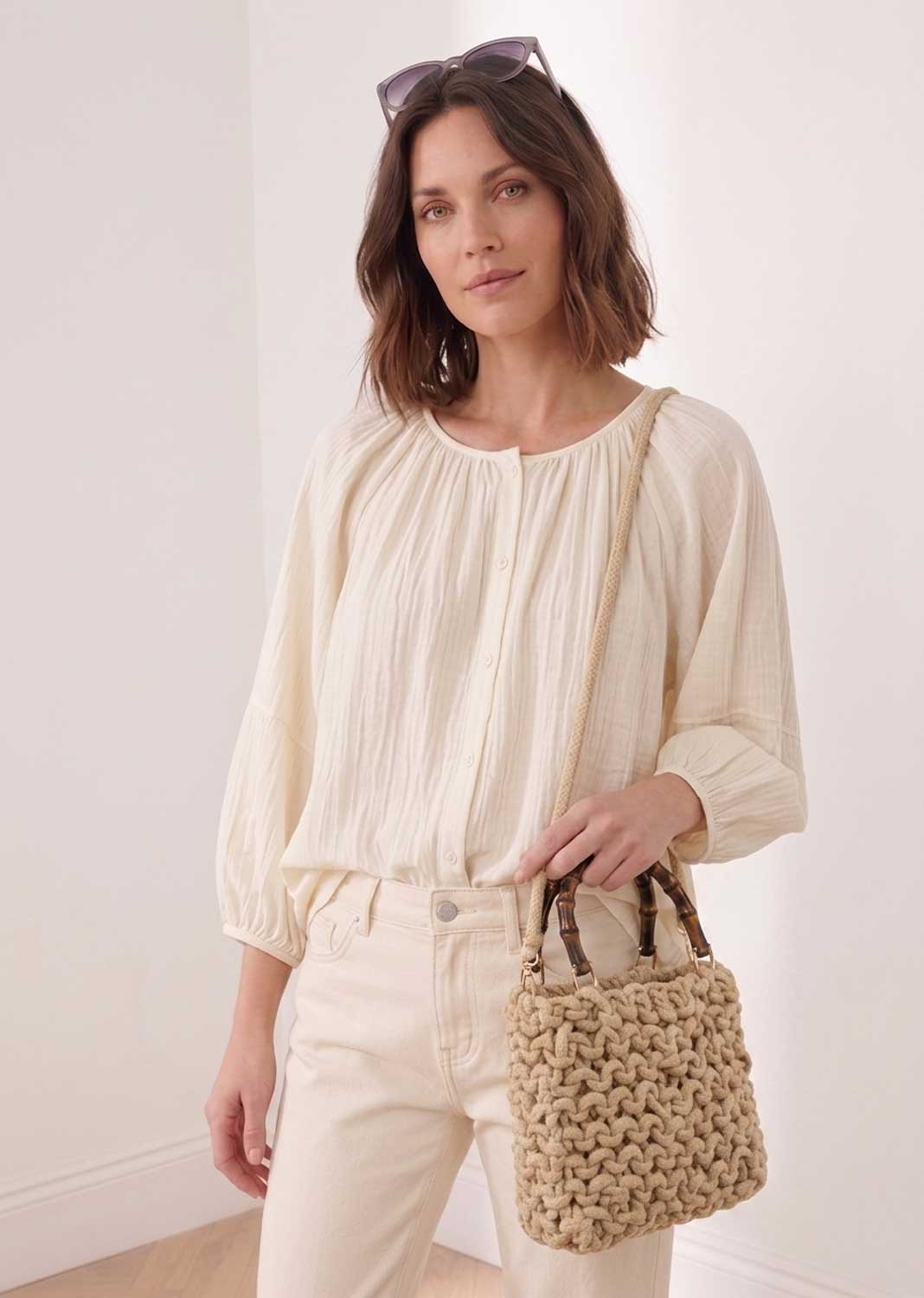 Alexa Natural Woven Crossbody Bag