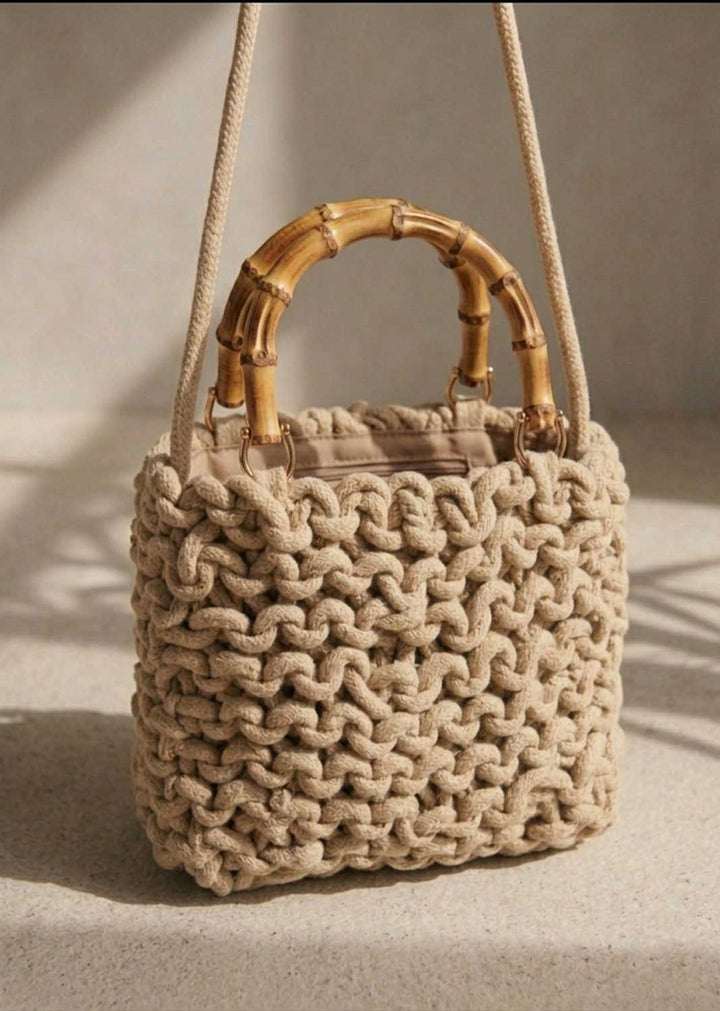 Alexa Natural Woven Crossbody Bag