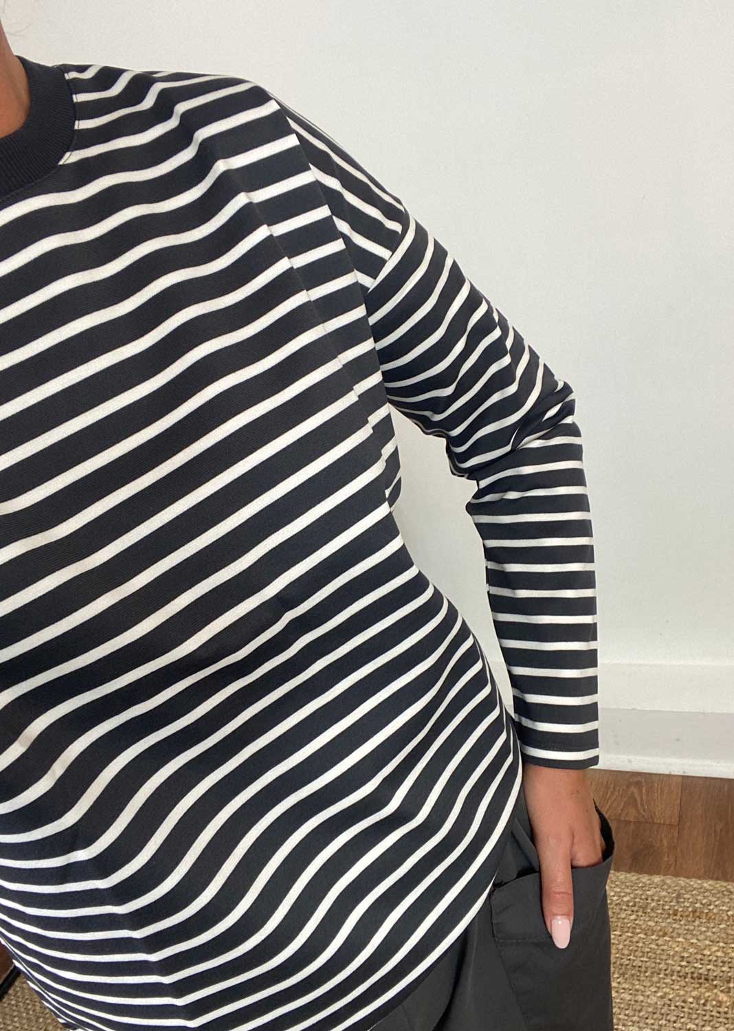 Abby Stripe Top in Charcoal