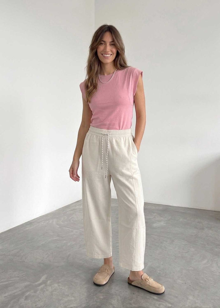 Amelia Pink Extended Shoulder Tshirt