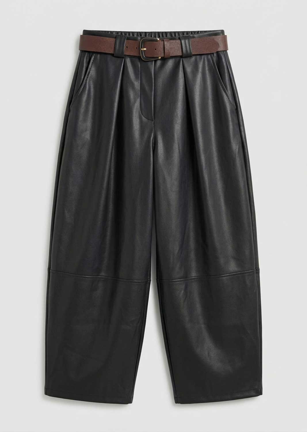 Amara Leather Look Barrel Pants