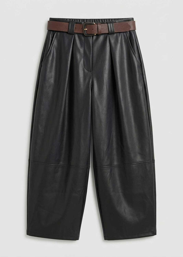 Amara Leather Look Barrel Pants