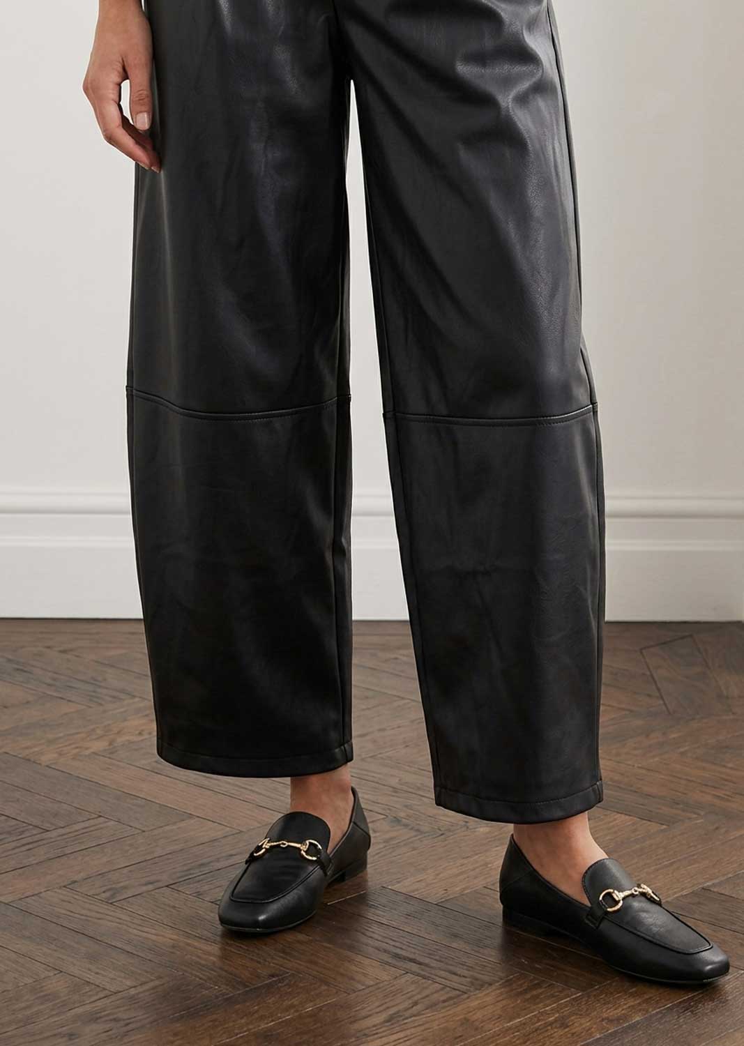 Amara Leather Look Barrel Pants