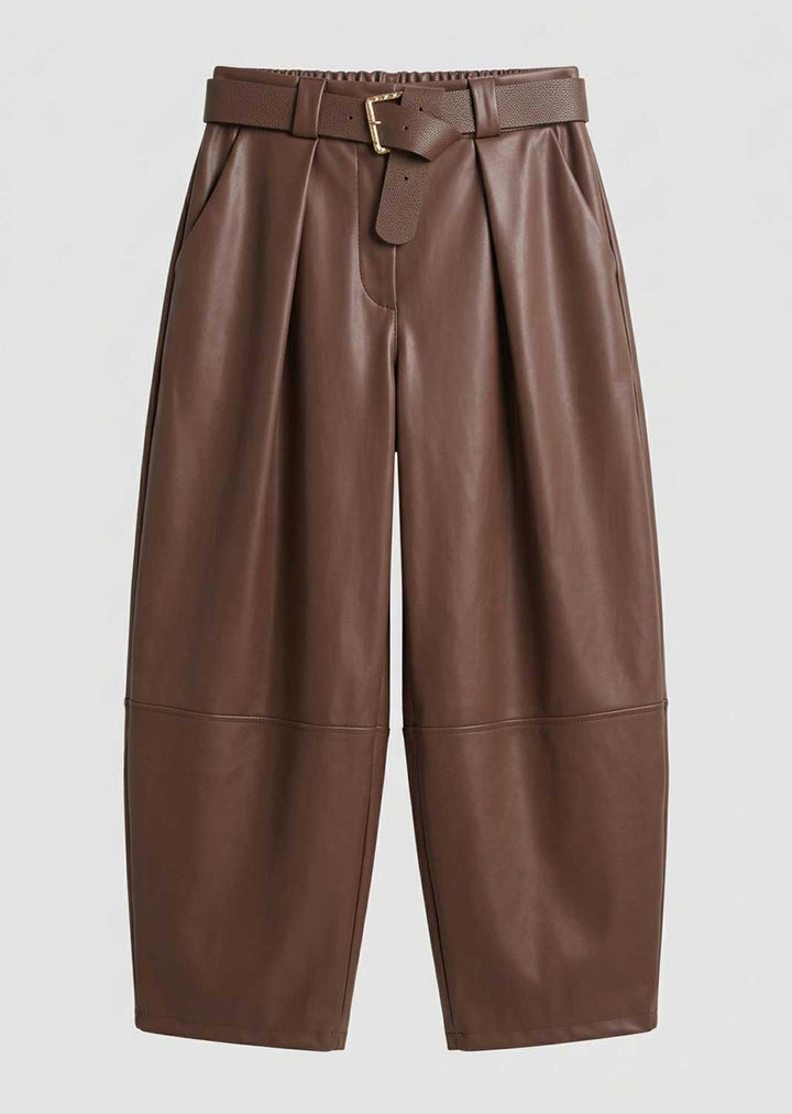 Amara Leather Look Barrel Pants