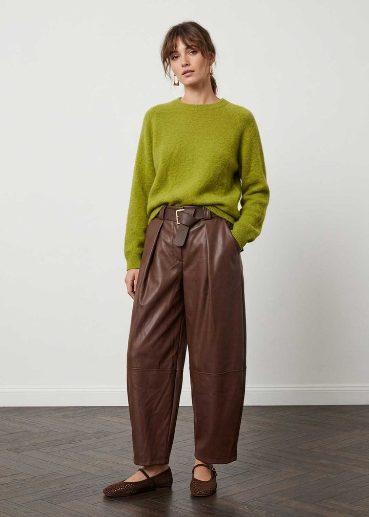 Amara Leather Look Barrel Pants