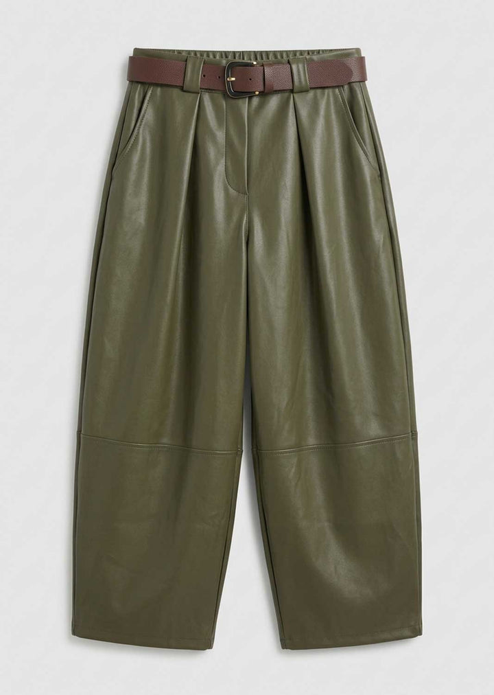 Amara Leather Look Barrel Pants