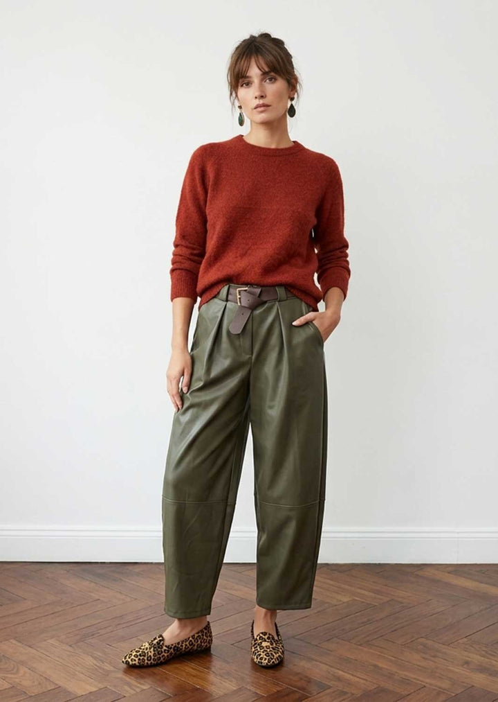 Amara Leather Look Barrel Pants