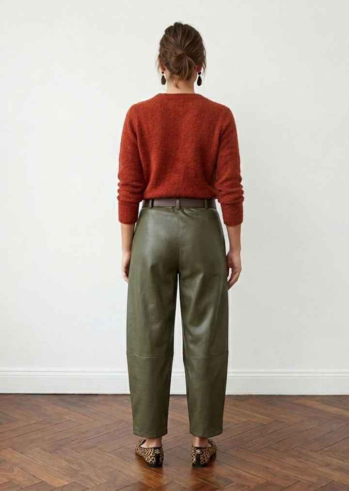 Amara Leather Look Barrel Pants
