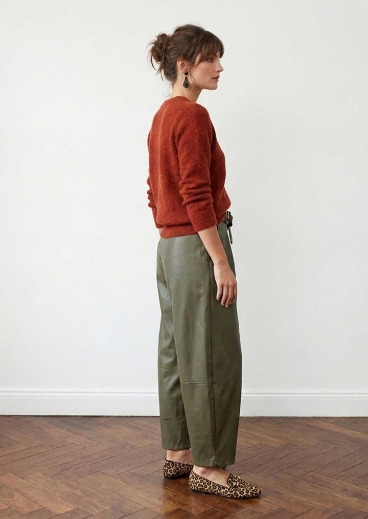Amara Leather Look Barrel Pants