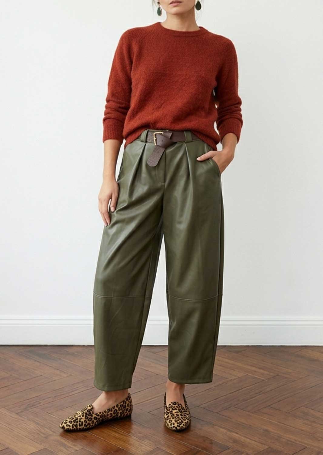 Amara Leather Look Barrel Pants