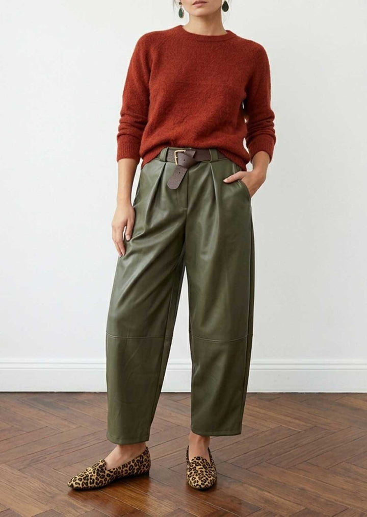 Amara Leather Look Barrel Pants