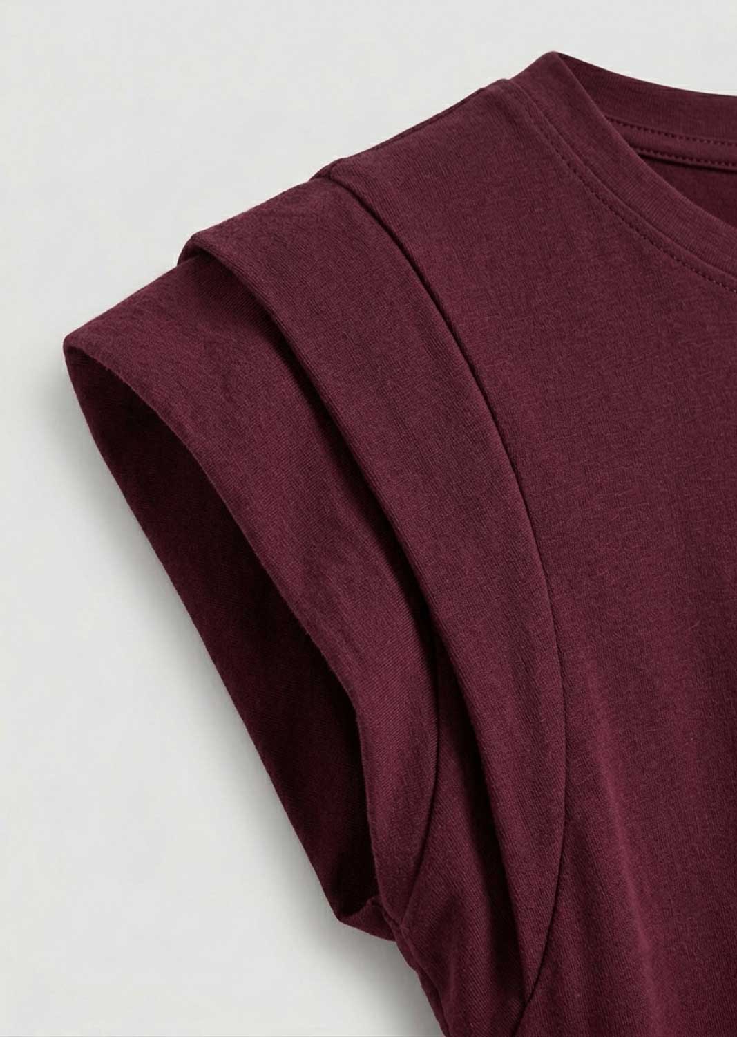 Amelia Burgundy Extended Shoulder Tshirt