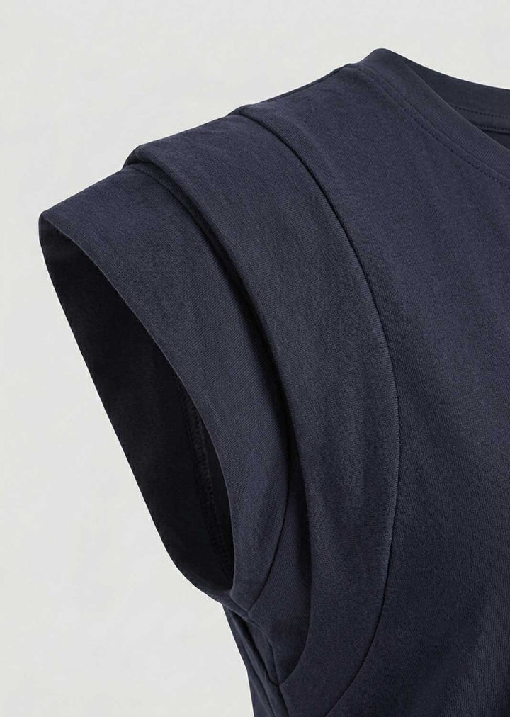Amelia Navy Extended Shoulder Tshirt