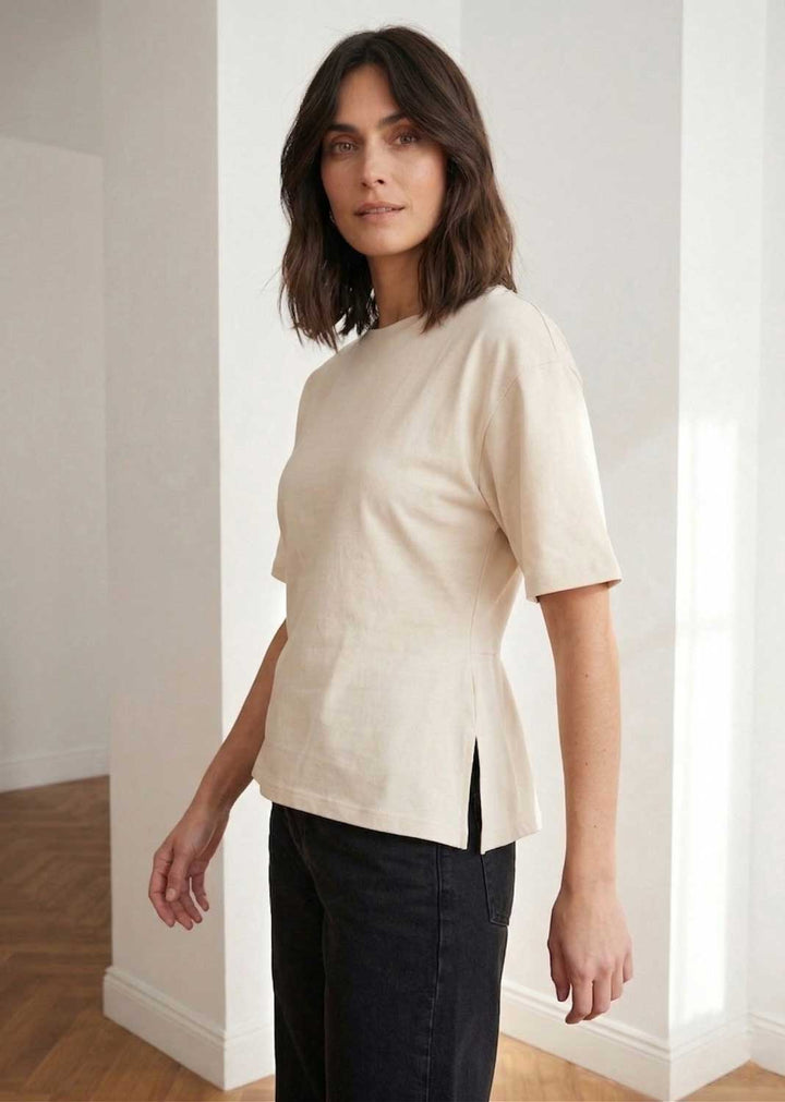 Annie Cream Peplum T-shirt