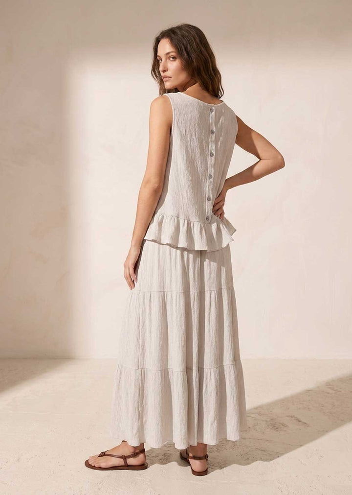 Arden Cream Button Back Swing Top