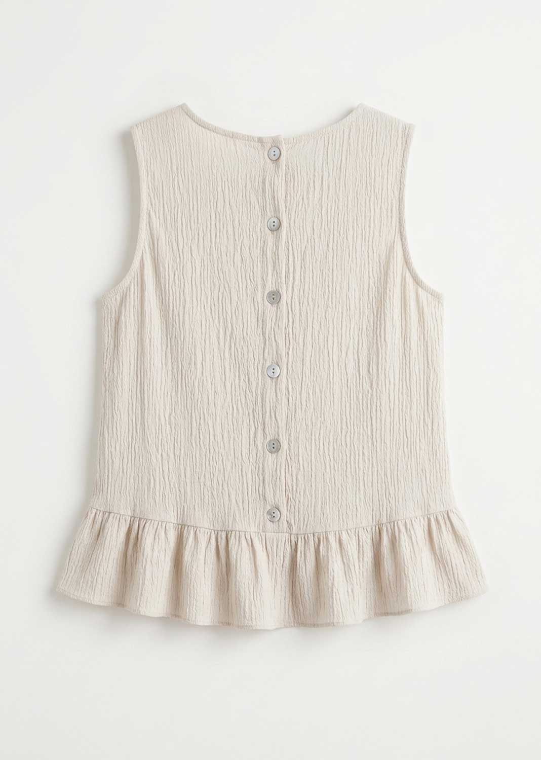 Arden Cream Button Back Swing Top
