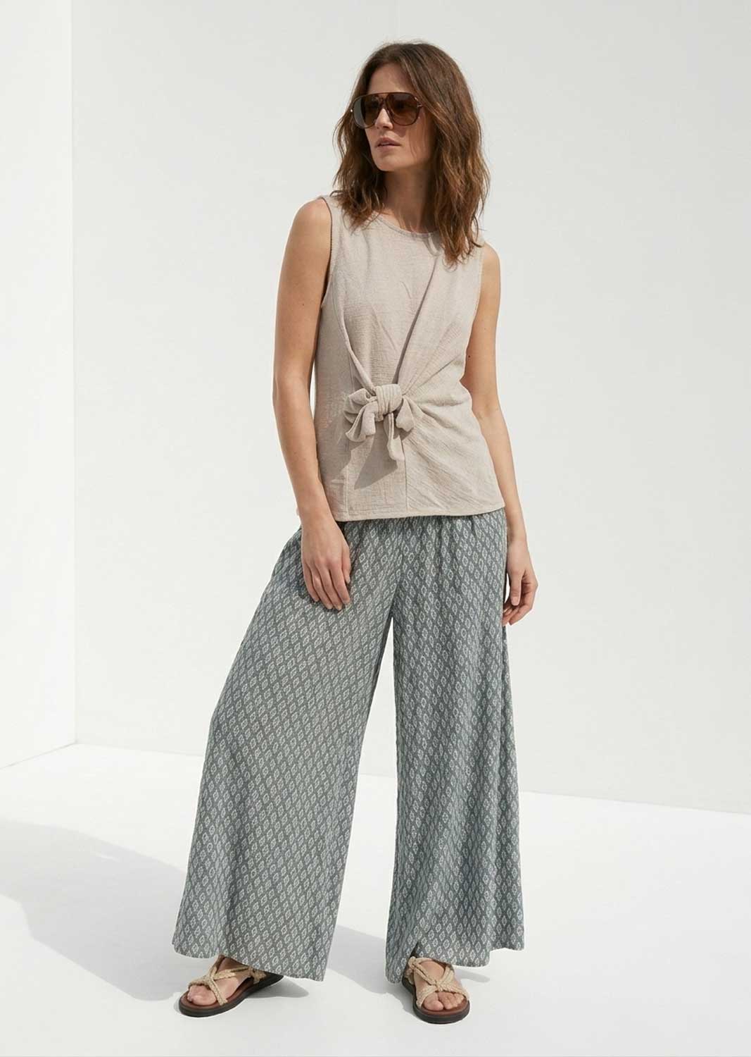 Arianne Sage Green Leaf Palazzo Pants