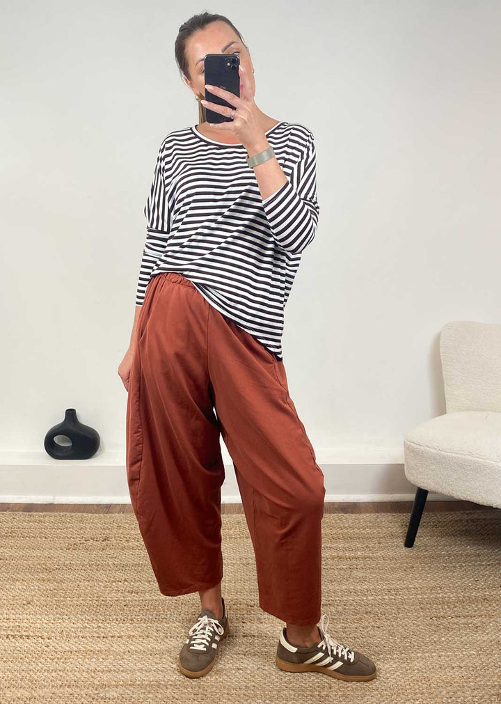 Aspen Jersey Barrel Pants  Brick