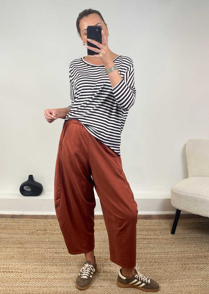 Aspen Jersey Barrel Pants  Brick
