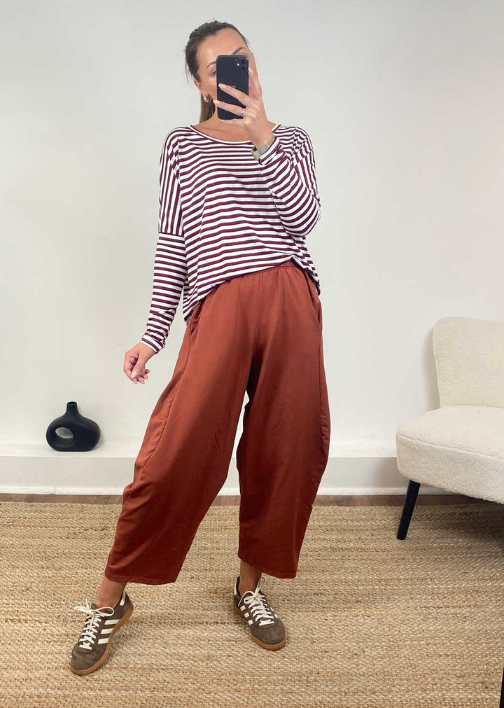 Aspen Jersey Barrel Pants  Brick