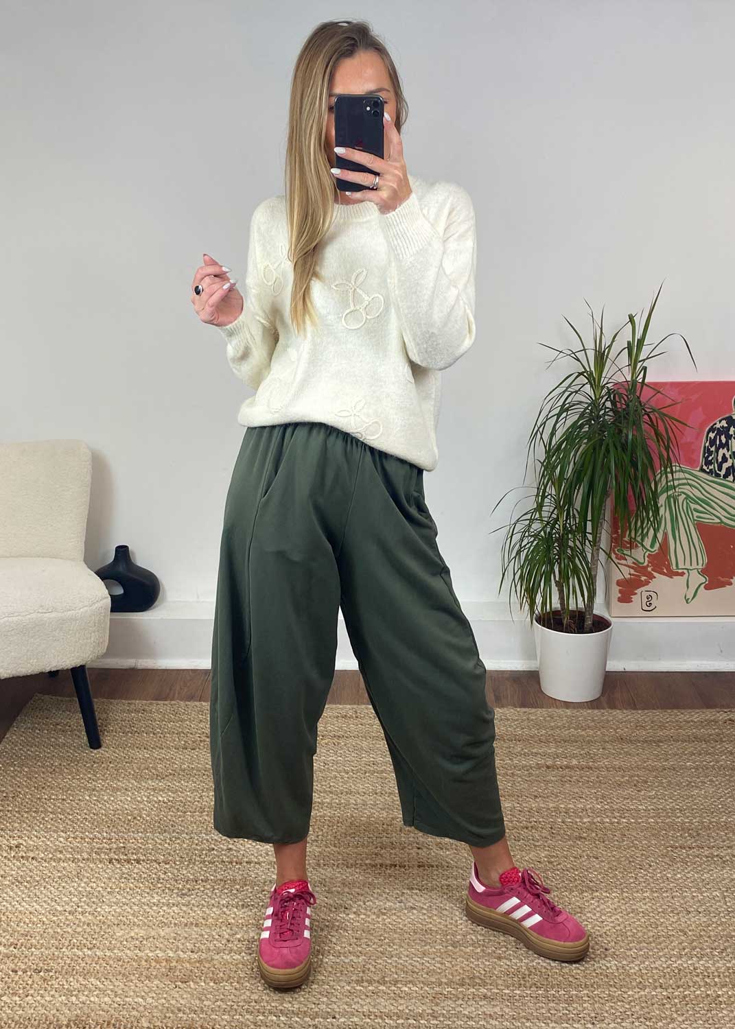 Aspen Jersey Carrot  Pants in Khaki