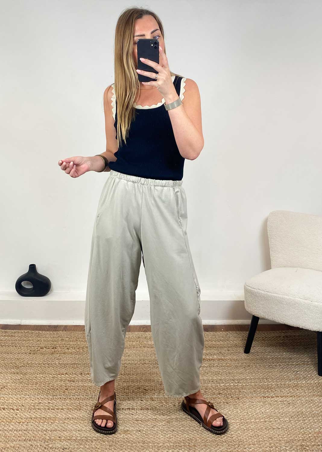 Aspen Jersey Barrel Pants Stone