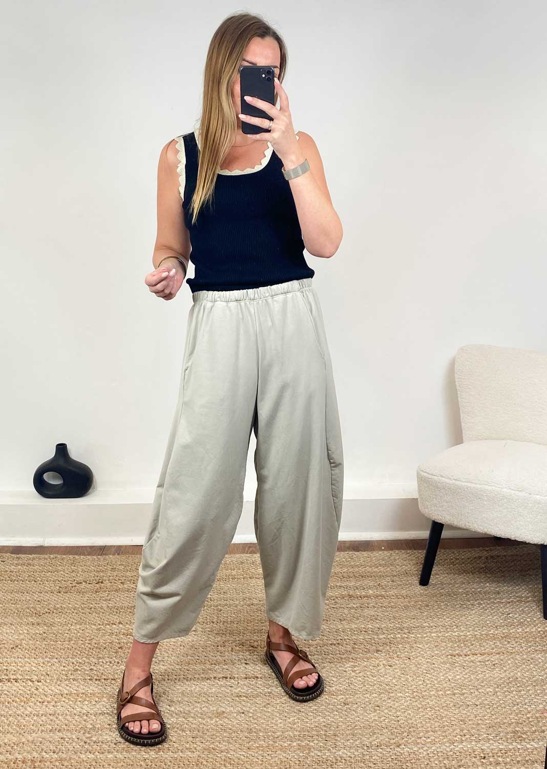 Aspen Jersey Barrel Pants Stone