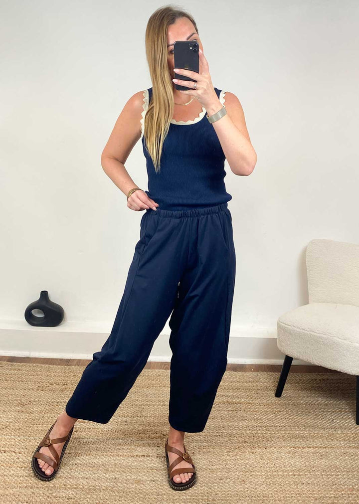 Aspen Jersey Barrel Pants Navy