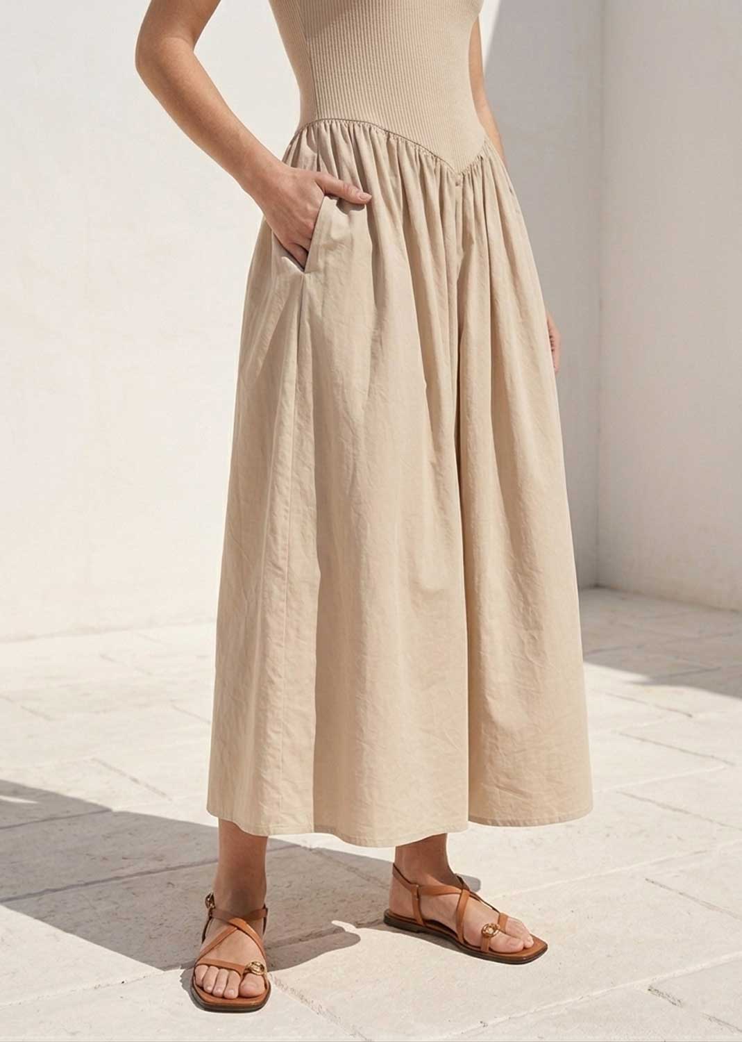 Audrey Cream Drop Waist Maxi Dress