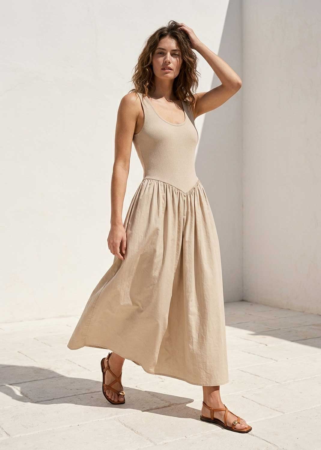 Women's Cream Drop Waist Maxi Dress – Bond Boutique