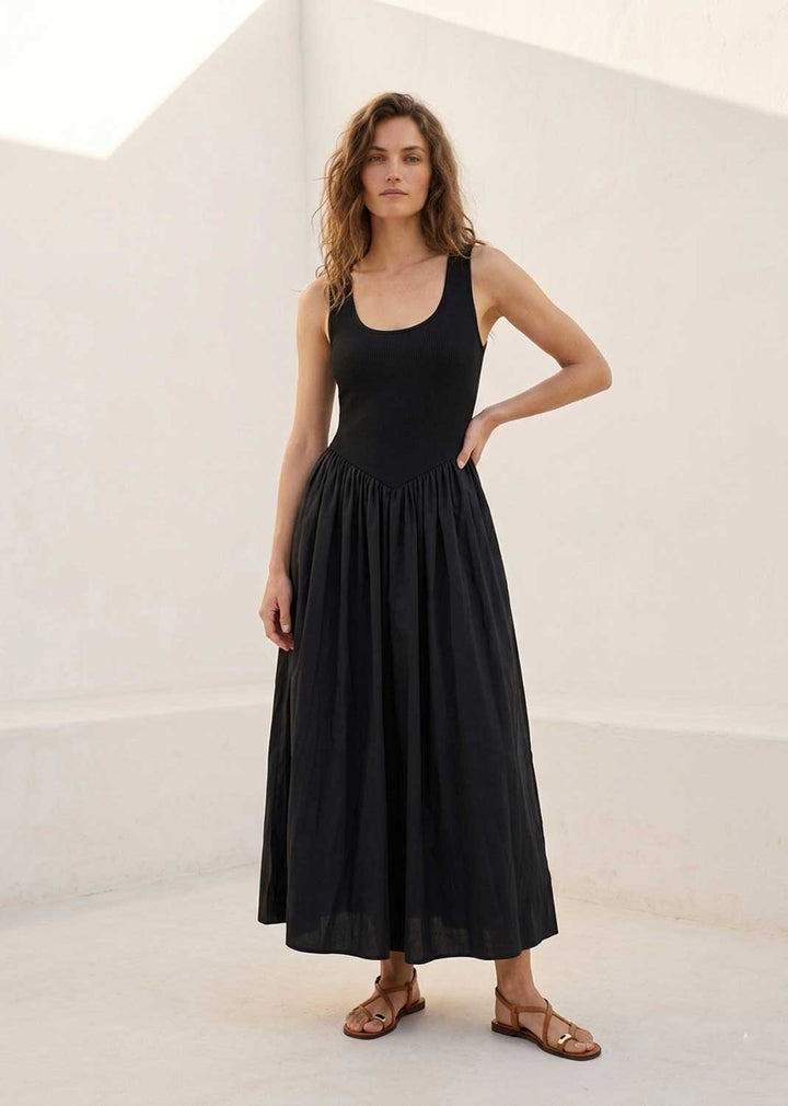 Audrey Black Drop Waist Maxi Dress