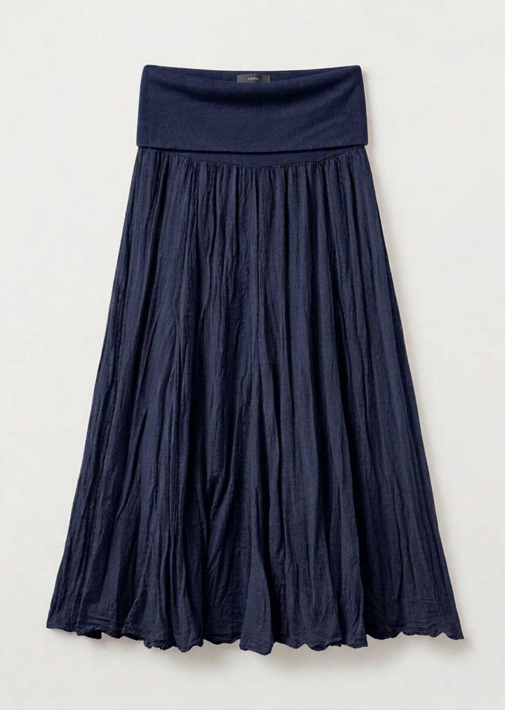 Aura Navy Foldover Maxi Skirt
