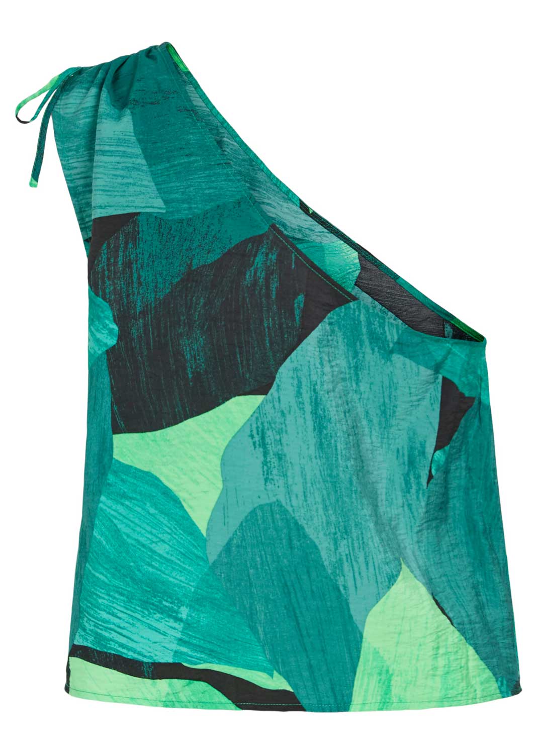 Aurora Printed One Shoulder Top in Green